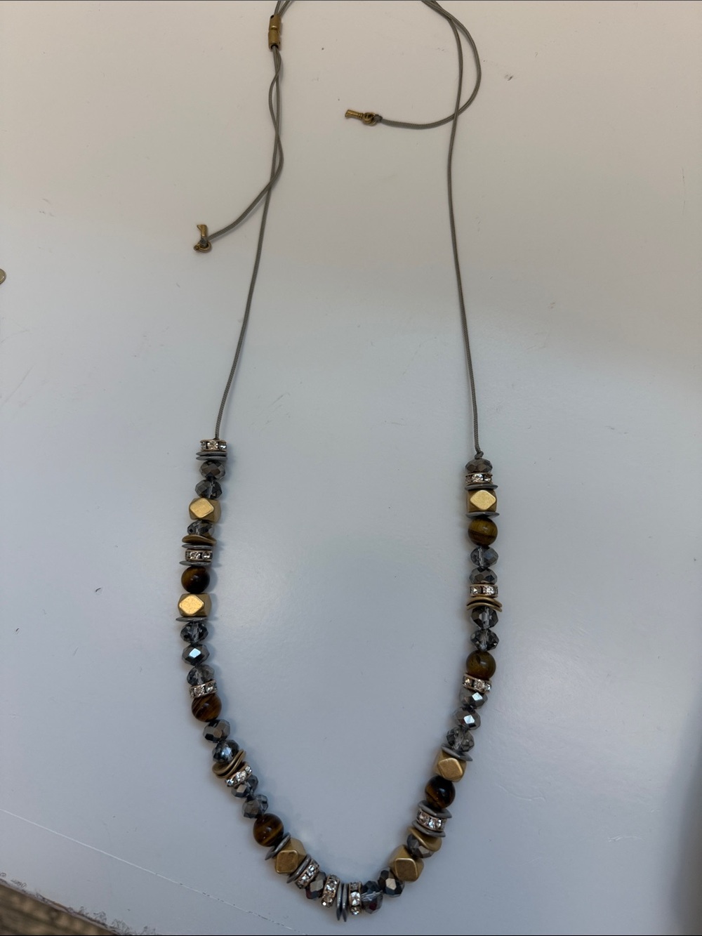 Stella & Dot Gold and Brown Beaded Necklace